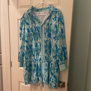 Blue and Green Floral Button-Up dress